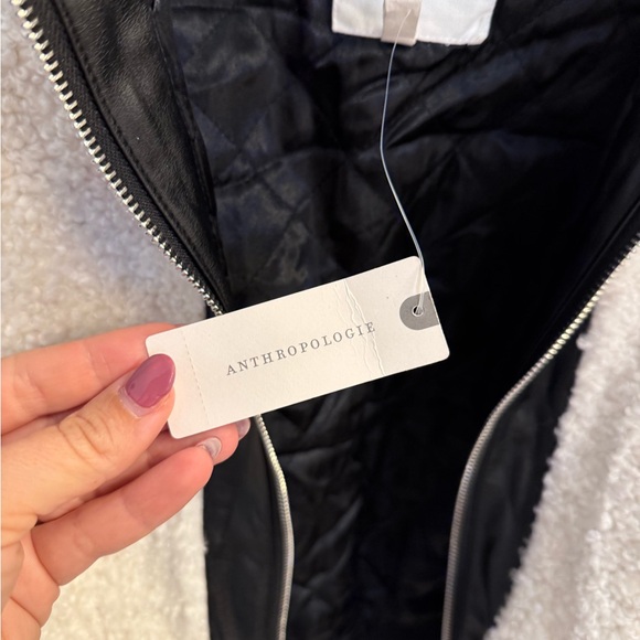 Anthropologie Avec Les Filles Sherpa Fleece Varsity Bomber Jacket NWOT - Picture 6 of 13